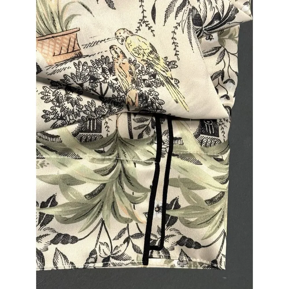 Anatara Tiger Jungle Birds Window Curtains Panels Drapes 84” Slight Satin Finish